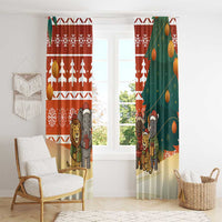 Zambia Christmas Window Curtain with African Animals Tree Snowflakes and National Emblem Design - Wonder Print Shop