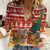 Zambia Christmas Women Casual Shirt with African Animals Tree Snowflakes and National Emblem Design - Wonder Print Shop
