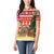 Zambia Christmas Women Polo Shirt with African Animals Tree Snowflakes and National Emblem Design - Wonder Print Shop