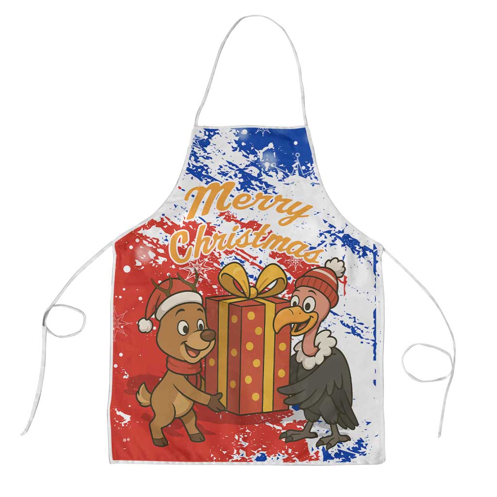 Chile Christmas Apron with Flag Colors Tree Reindeer Condor and Gift Design - Wonder Print Shop