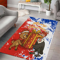Chile Christmas Area Rug with Flag Colors Tree Reindeer Condor and Gift Design - Wonder Print Shop