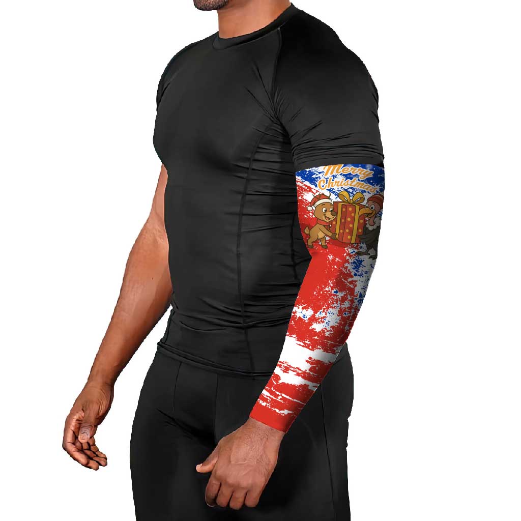 Chile Christmas Arm Sleeves with Flag Colors Tree Reindeer Condor and Gift Design - Wonder Print Shop
