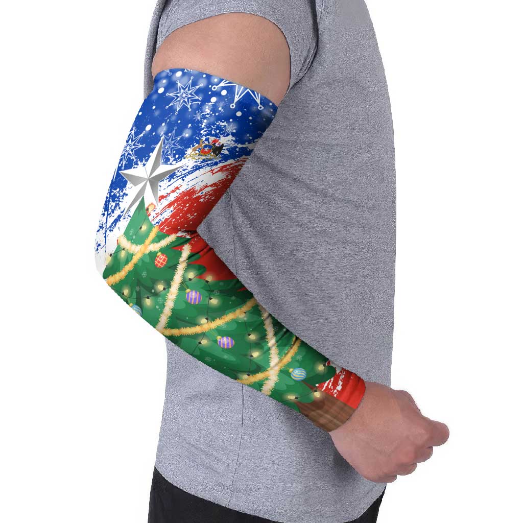 Chile Christmas Arm Sleeves with Flag Colors Tree Reindeer Condor and Gift Design - Wonder Print Shop