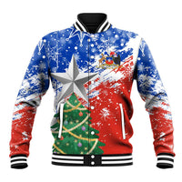 Chile Christmas Baseball Jacket with Flag Colors Tree Reindeer Condor and Gift Design - Wonder Print Shop