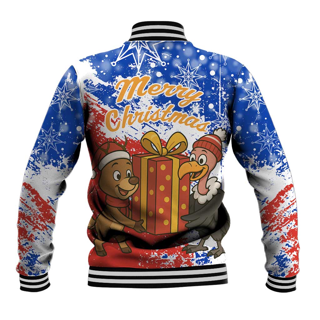Chile Christmas Baseball Jacket with Flag Colors Tree Reindeer Condor and Gift Design - Wonder Print Shop