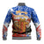Chile Christmas Baseball Jacket with Flag Colors Tree Reindeer Condor and Gift Design - Wonder Print Shop