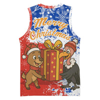 Chile Christmas Basketball Jersey with Flag Colors Tree Reindeer Condor and Gift Design - Wonder Print Shop