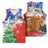 Chile Christmas Basketball Jersey with Flag Colors Tree Reindeer Condor and Gift Design - Wonder Print Shop