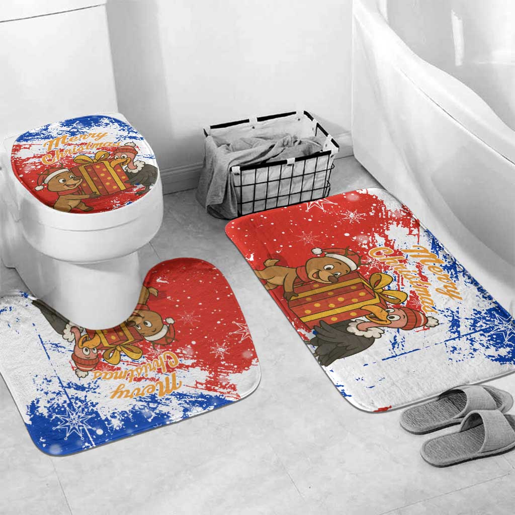 Chile Christmas Bathroom Set with Flag Colors Tree Reindeer Condor and Gift Design - Wonder Print Shop