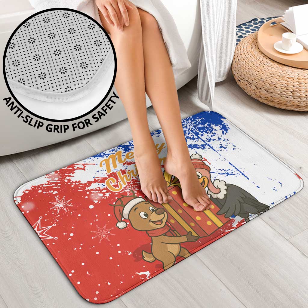 Chile Christmas Bathroom Set with Flag Colors Tree Reindeer Condor and Gift Design - Wonder Print Shop
