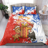 Chile Christmas Bedding Set with Flag Colors Tree Reindeer Condor and Gift Design - Wonder Print Shop