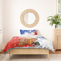 Chile Christmas Bedding Set with Flag Colors Tree Reindeer Condor and Gift Design - Wonder Print Shop