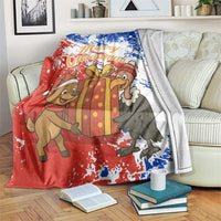 Chile Christmas Blanket with Flag Colors Tree Reindeer Condor and Gift Design - Wonder Print Shop