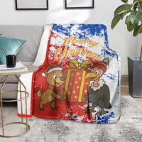 Chile Christmas Blanket with Flag Colors Tree Reindeer Condor and Gift Design - Wonder Print Shop