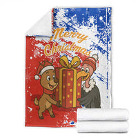 Chile Christmas Blanket with Flag Colors Tree Reindeer Condor and Gift Design - Wonder Print Shop