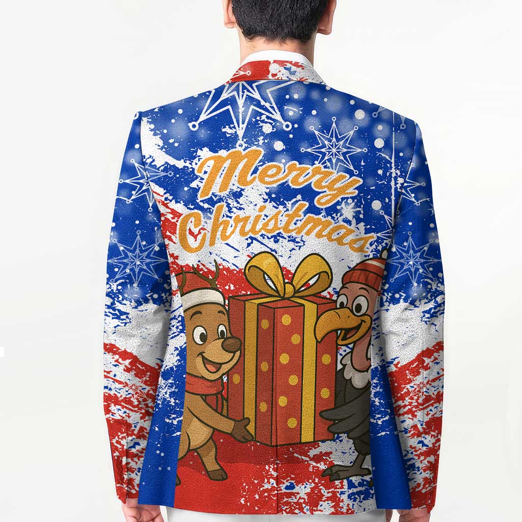 Chile Christmas Blazer with Flag Colors Tree Reindeer Condor and Gift Design - Wonder Print Shop