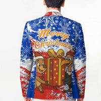 Chile Christmas Blazer with Flag Colors Tree Reindeer Condor and Gift Design - Wonder Print Shop