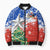 Chile Christmas Bomber Puffer Jacket with Flag Colors Tree Reindeer Condor and Gift Design - Wonder Print Shop