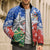 Chile Christmas Bomber Puffer Jacket with Flag Colors Tree Reindeer Condor and Gift Design - Wonder Print Shop