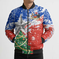 Chile Christmas Bomber Puffer Jacket with Flag Colors Tree Reindeer Condor and Gift Design - Wonder Print Shop