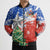 Chile Christmas Bomber Puffer Jacket with Flag Colors Tree Reindeer Condor and Gift Design - Wonder Print Shop