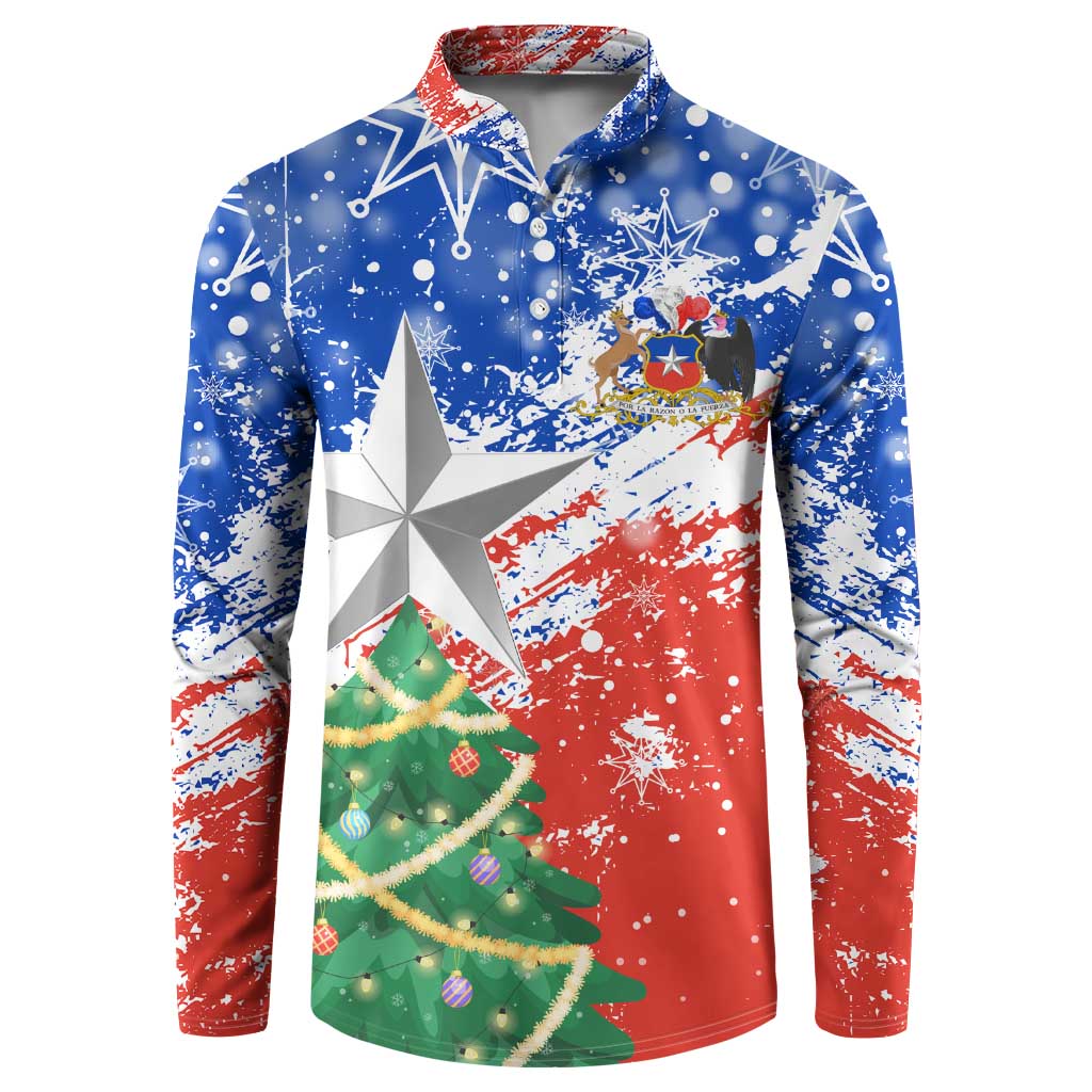 Chile Christmas Button Sweatshirt with Flag Colors Tree Reindeer Condor and Gift Design - Wonder Print Shop