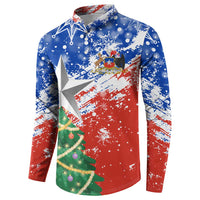 Chile Christmas Button Sweatshirt with Flag Colors Tree Reindeer Condor and Gift Design - Wonder Print Shop
