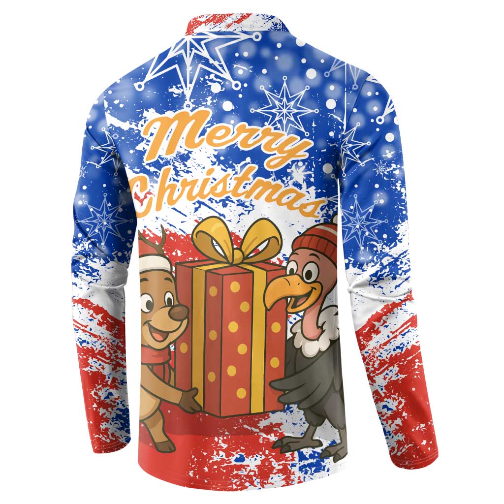 Chile Christmas Button Sweatshirt with Flag Colors Tree Reindeer Condor and Gift Design - Wonder Print Shop