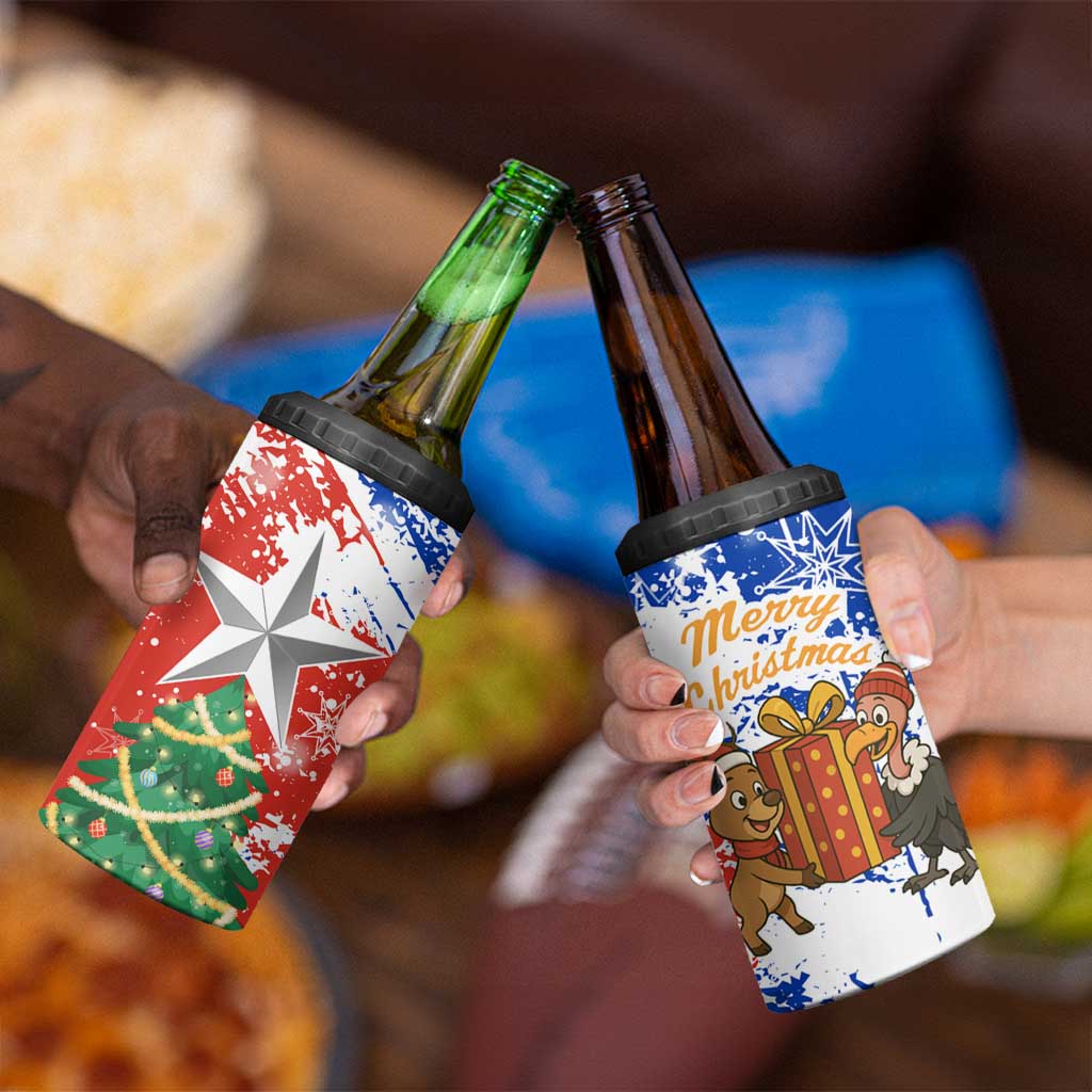 Chile Christmas 4 in 1 Can Cooler Tumbler with Flag Colors Tree Reindeer Condor and Gift Design - Wonder Print Shop