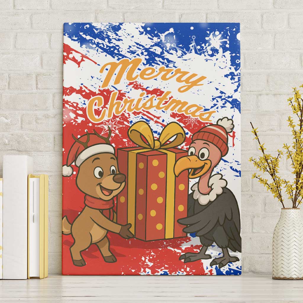 Chile Christmas Canvas Wall Art with Flag Colors Tree Reindeer Condor and Gift Design - Wonder Print Shop