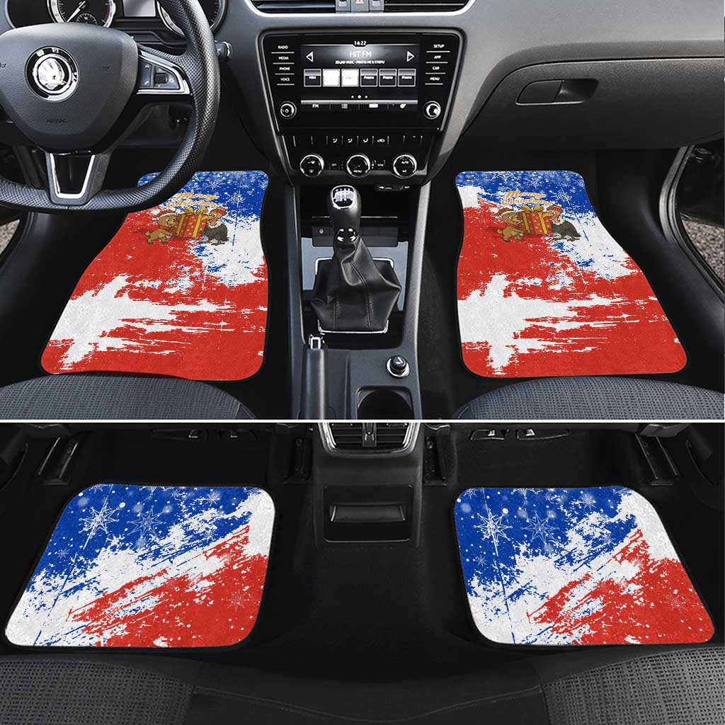 Chile Christmas Car Mats with Flag Colors Tree Reindeer Condor and Gift Design - Wonder Print Shop