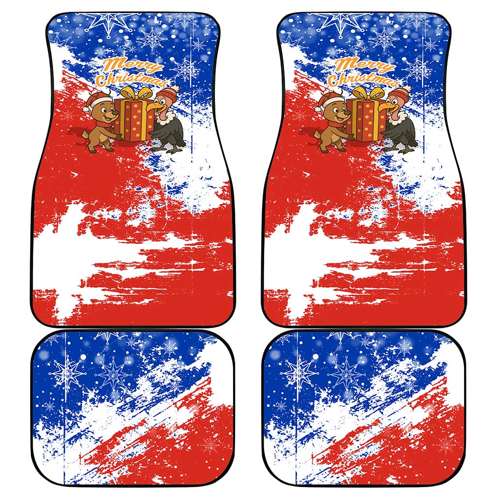 Chile Christmas Car Mats with Flag Colors Tree Reindeer Condor and Gift Design - Wonder Print Shop