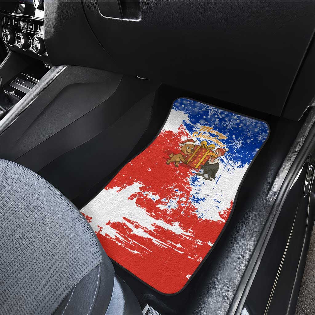 Chile Christmas Car Mats with Flag Colors Tree Reindeer Condor and Gift Design - Wonder Print Shop