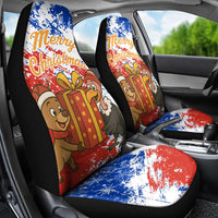 Chile Christmas Car Seat Cover with Flag Colors Tree Reindeer Condor and Gift Design - Wonder Print Shop