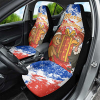 Chile Christmas Car Seat Cover with Flag Colors Tree Reindeer Condor and Gift Design - Wonder Print Shop