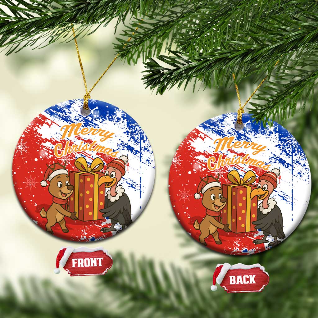Chile Christmas Ceramic Ornament with Flag Colors Tree Reindeer Condor and Gift Design - Wonder Print Shop