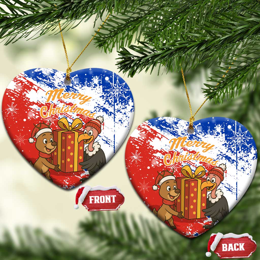 Chile Christmas Ceramic Ornament with Flag Colors Tree Reindeer Condor and Gift Design - Wonder Print Shop