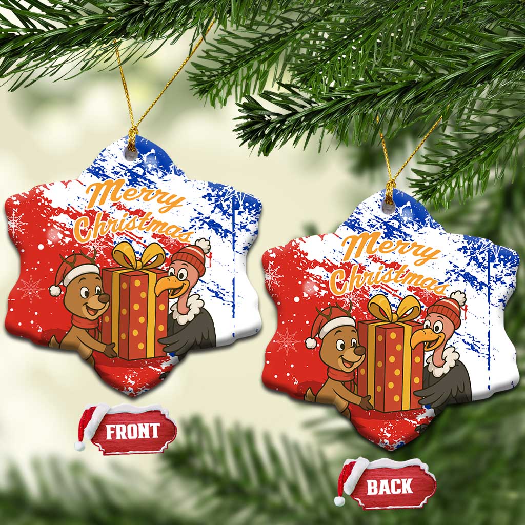 Chile Christmas Ceramic Ornament with Flag Colors Tree Reindeer Condor and Gift Design - Wonder Print Shop
