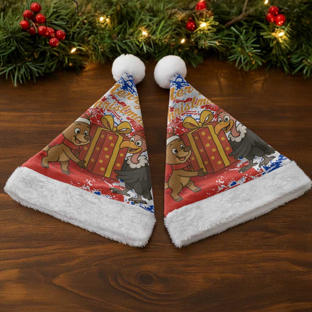 Chile Christmas Santa Hat with Flag Colors Tree Reindeer Condor and Gift Design - Wonder Print Shop