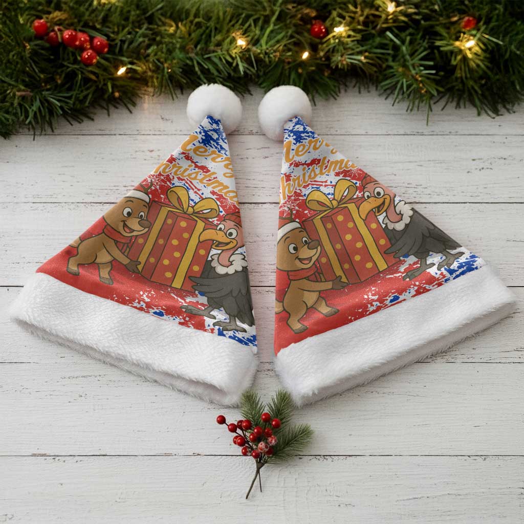 Chile Christmas Santa Hat with Flag Colors Tree Reindeer Condor and Gift Design - Wonder Print Shop