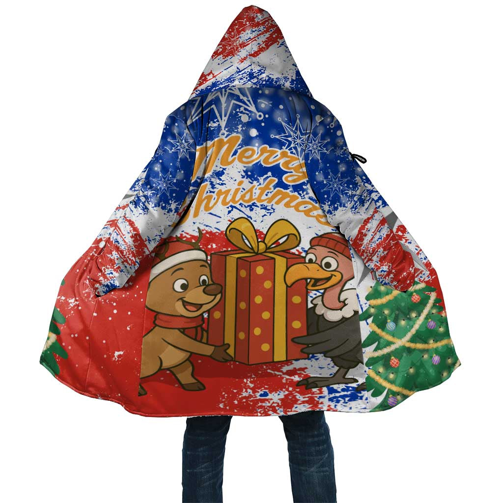 Chile Christmas Cloak with Flag Colors Tree Reindeer Condor and Gift Design - Wonder Print Shop