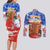 Chile Christmas Couples Matching Long Sleeve Bodycon Dress and Long Sleeve Button Shirt with Flag Colors Tree Reindeer Condor and Gift Design - Wonder Print Shop