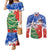 Chile Christmas Couples Matching Mermaid Dress and Long Sleeve Button Shirt with Flag Colors Tree Reindeer Condor and Gift Design - Wonder Print Shop