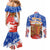 Chile Christmas Couples Matching Mermaid Dress and Long Sleeve Button Shirt with Flag Colors Tree Reindeer Condor and Gift Design - Wonder Print Shop