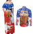 Chile Christmas Couples Matching Off Shoulder Maxi Dress and Long Sleeve Button Shirt with Flag Colors Tree Reindeer Condor and Gift Design - Wonder Print Shop