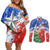 Chile Christmas Couples Matching Off Shoulder Short Dress and Long Sleeve Button Shirt with Flag Colors Tree Reindeer Condor and Gift Design - Wonder Print Shop