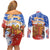 Chile Christmas Couples Matching Off Shoulder Short Dress and Long Sleeve Button Shirt with Flag Colors Tree Reindeer Condor and Gift Design - Wonder Print Shop