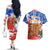 Chile Christmas Couples Matching Off The Shoulder Long Sleeve Dress and Hawaiian Shirt with Flag Colors Tree Reindeer Condor and Gift Design - Wonder Print Shop