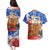 Chile Christmas Couples Matching Puletasi and Hawaiian Shirt with Flag Colors Tree Reindeer Condor and Gift Design - Wonder Print Shop