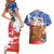 Chile Christmas Couples Matching Short Sleeve Bodycon Dress and Hawaiian Shirt with Flag Colors Tree Reindeer Condor and Gift Design - Wonder Print Shop